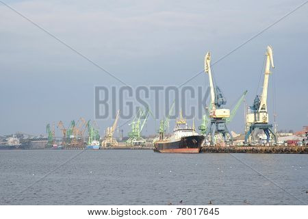 KLAIPEDA, LITHUANIA - November 17: Ships in Klaipeda Harbour on November  17, 2014 Klaipeda, Lithuania. The Port of Klaipeda