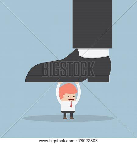 Businessman Holding Big Businessman Foot