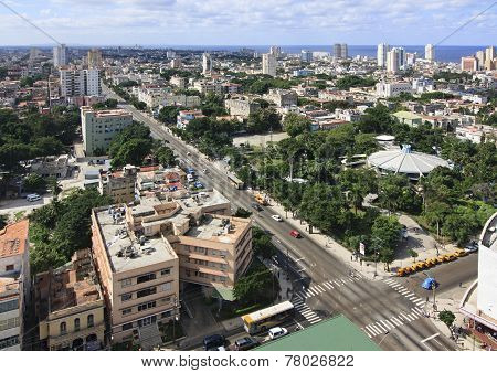 Architecture in Vedado district. View from the top.