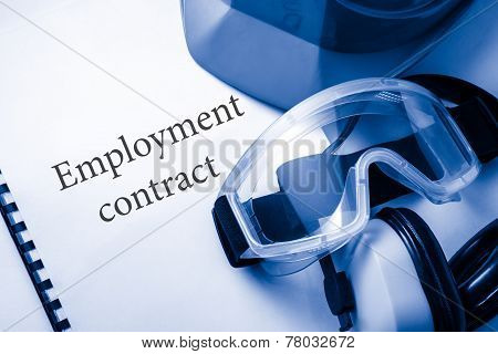 Employment Contract With Goggles, Earphones And Helmet