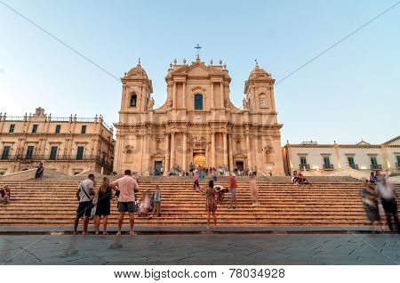 Baroque Cathedral At Sunset In Noto, Sicily