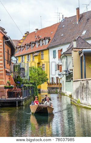 People Visit Little Venice In Colmar, France