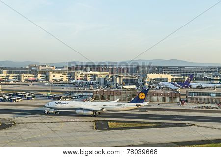 Lufthansa Aircraft Ready For Boarding At Terminal 1