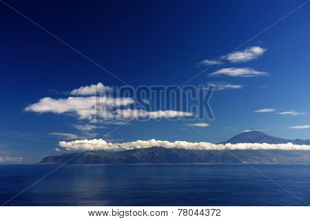 Volcano Teide seen from Agulo Village, La Gomera, Spain 
