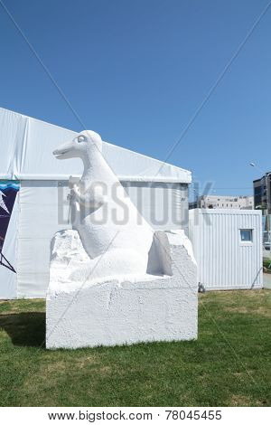 Perm, Russia - Jun 11, 2013: Dinosaur Sculpture Of Polyfoam On Festival White Nights In Perm