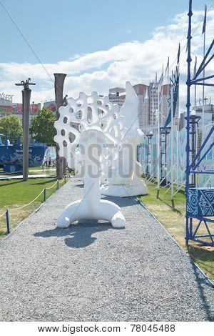 Perm, Russia - Jun 11, 2013: Large Foam Sculpture From Collection Of Perm Bestiary On Festival White