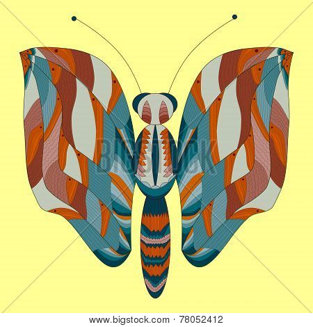 Abstract Butterfly On A Yellow Background