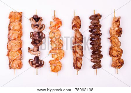 Set Of Different Meat Skewers