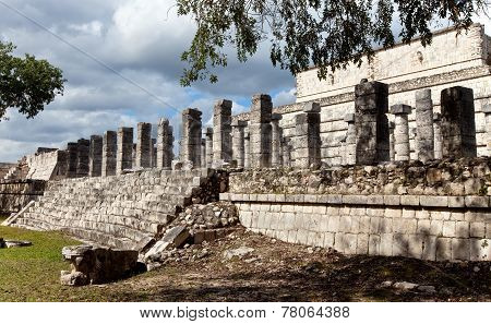 Hall of the Thousand Pillars - Columns at Chichen Itza Mexico