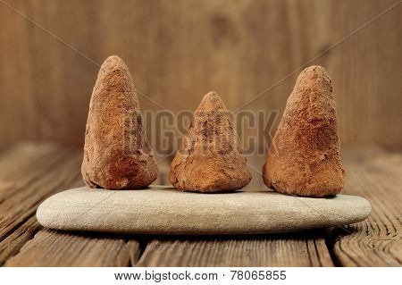 Homemade Chocolate Truffles On Stone