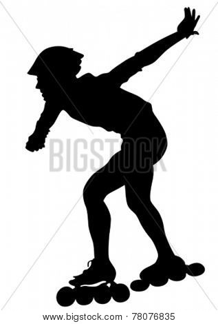 Silhouette athletes of skates on white background 