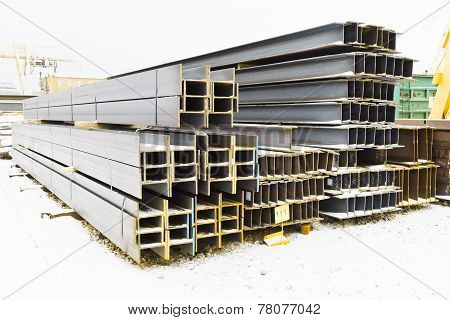 Steel Girders In Outdoor Warehouse
