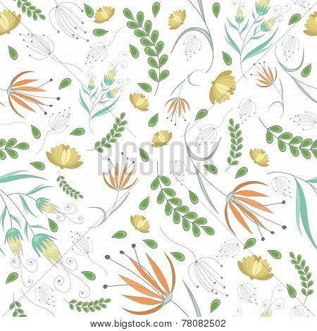 Vintage flowers white pattern