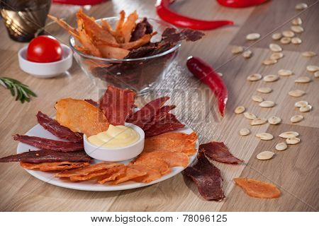 biltong white and red. still life