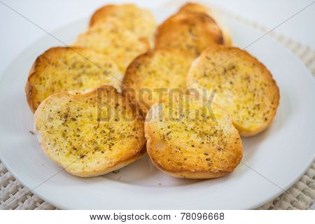 Garlic Bread On The White Background