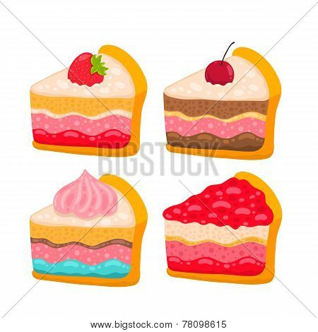 cute cartoon vector cake piece