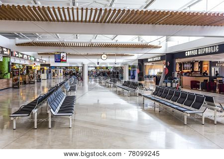 People In Departure Hall In Airport Of Arrecife