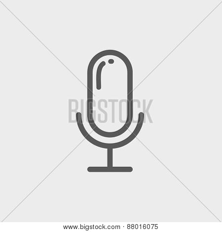 Retro microphone icon thin line for web and mobile, modern minimalistic flat design. Vector dark grey icon on light grey background.