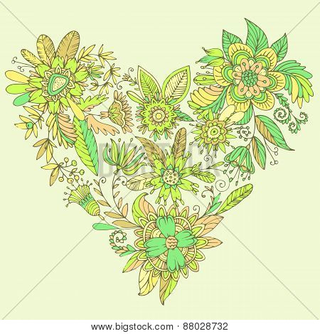 Gorgeous vector heart consisting of flowers