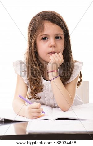 Thinking Girl In Kindergarten