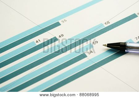 Business charts printed on the paper. Business, finance or education concept.