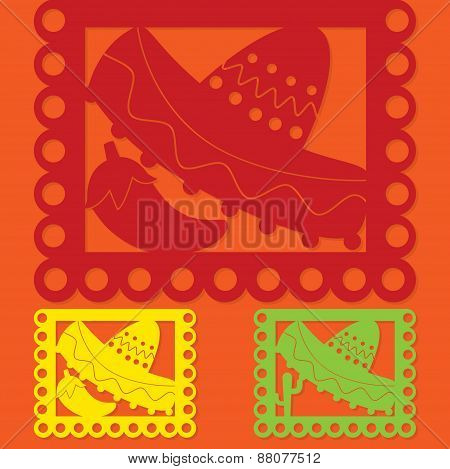 Mexican 'papel Picado' (paper Flag Decoration) Set In Vector Format.