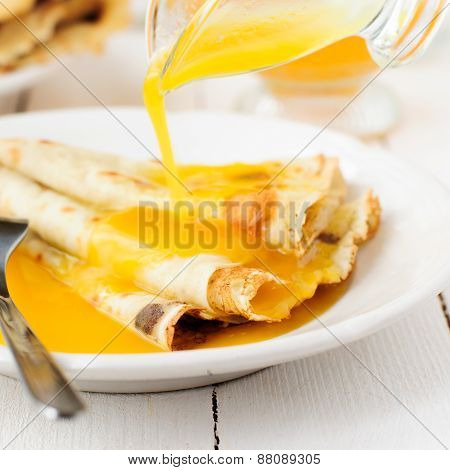 Thin Pancakes With Orange Sauce (crepe Suzette)