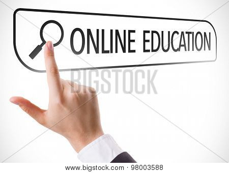 Online Education written in search bar on virtual screen