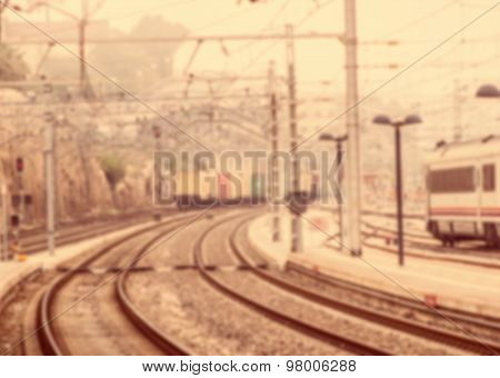 Blurred background of railway near the station