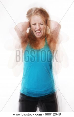 screaming woman in a frenzy