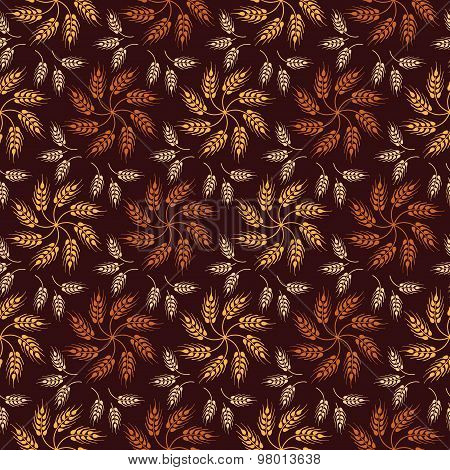 Seamless vintage pattern with wheat. Brown agricultural background about harvest and grain.