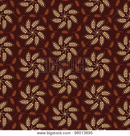 Seamless vintage pattern with wheat. Brown agricultural background about harvest and grain.