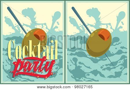 Set Of Vector Cocktail Party Posters