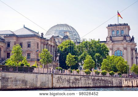 Reichstag building and Spree river in Berlin, Germany