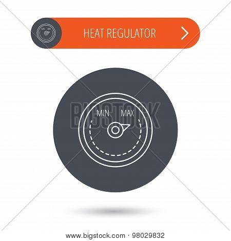 Heat regulator icon. Radiator thermometer sign.