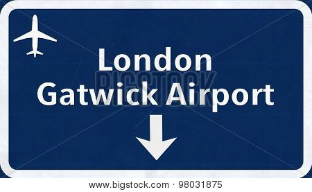 London Gatwick England United Kingdom Airport Highway Sign