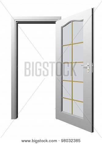 White wooden door opened