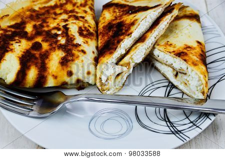 Pancakes with white cheese