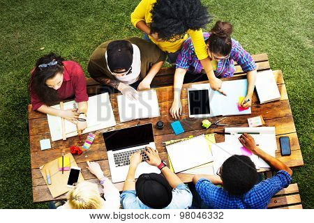 Diversity Teamwork Brainstorming Meeting Outdoors Concept