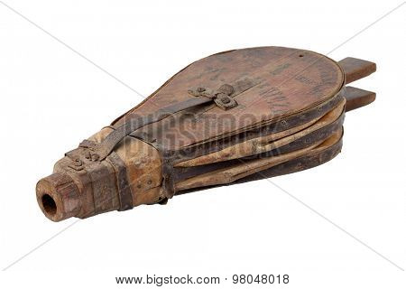 Old pair of bellows isolated on white background
