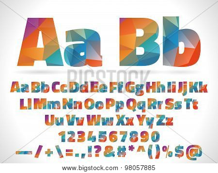 low poly style alphabet letters isolated on white background