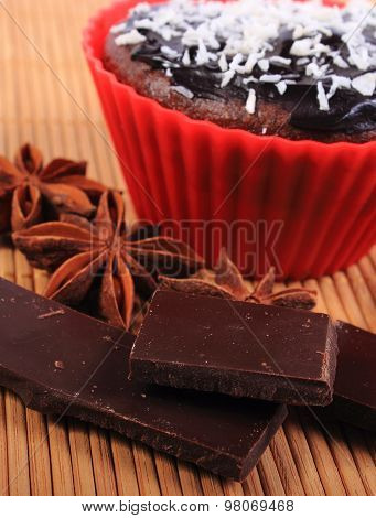 Muffins With Desiccated Coconut, Chocolate And Anise