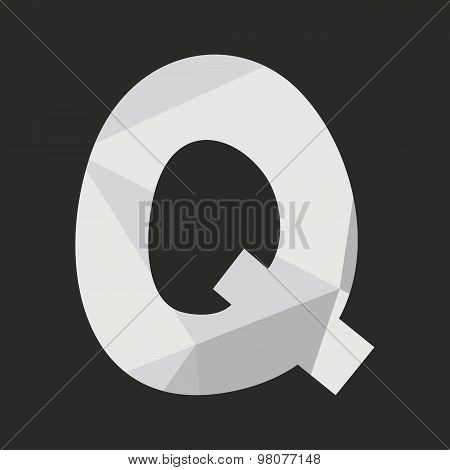 Q low poly wrapping surface vector alphabet letter isolated on black background
