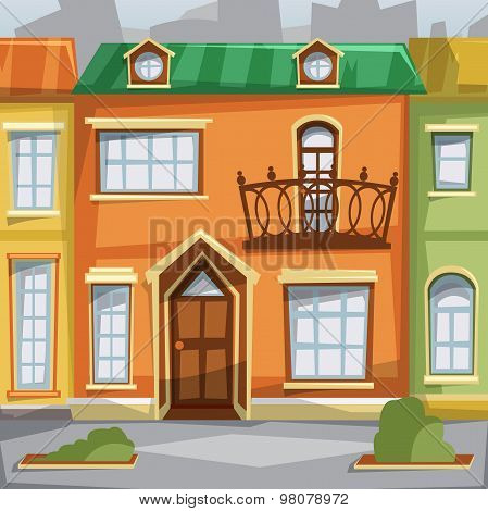 City houses facades. Vector illustration.