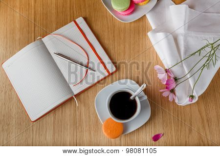 Breakfast With Coffee And Open Diary