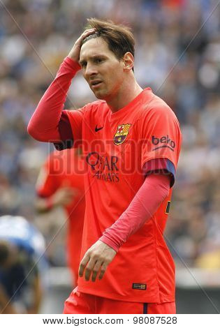 BARCELONA - APRIL, 25: Leo Messi of FC Barcelona during a Spanish League match against RCD Espanyol at the Power8 stadium on April 25 2015 in Barcelona Spain