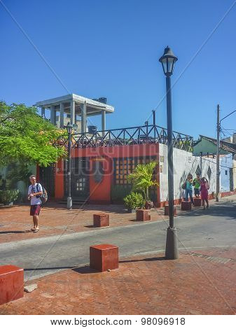 Traditional Street Of Santa Marta Colombia