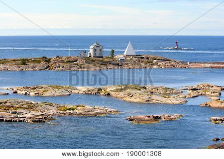 Kobba Klintar an old pilot station in Aland Island archipelago in summer.