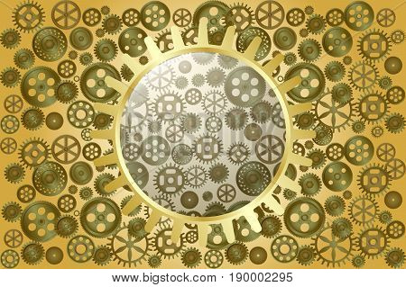 Metallic gear wheels as industrial, technical or steampunk background. Vector illustration EPS10