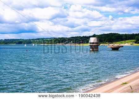 Bewl water reservoir in Lamberhurst, Kent, England. View of the river, selective focus